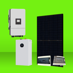 Kit solaire 12000W 24 panneaux DMEGC + onduleur hybride DEYE 12000W + batterie 16kWh triphasé Corse