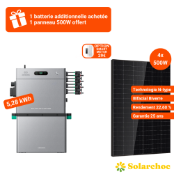 Pack 5,28kWh SolarFlow 2400 Pro ZENDURE + 1 Batterie AB3000L + 4 Panneaux DMEGC 500W