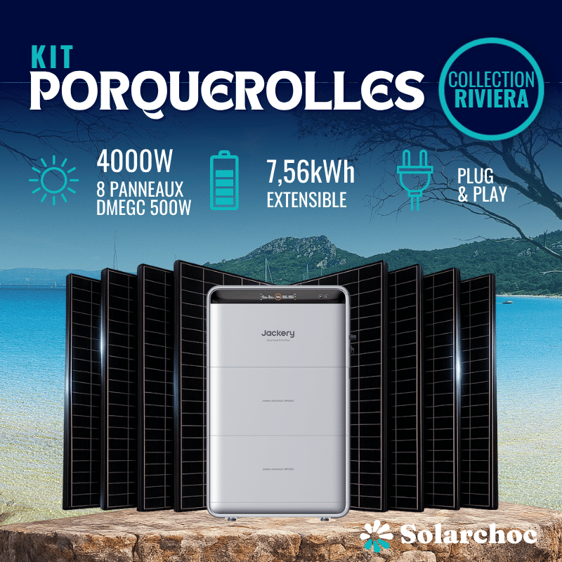 Kit 7,56kWh Batterie Plug and Play JACKERY SolarVault 3 Pro Max + 2 batteries BP2500 + 8 panneaux DMEGC 500W Porquerolles