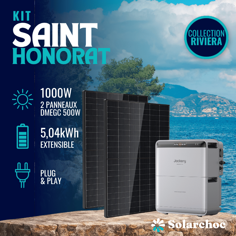 Kit 5,04kWh Batterie Plug and Play JACKERY SolarVault 3 Pro + 1 batterie BP2500 + 2 panneaux DMEGC 500W St Honorat