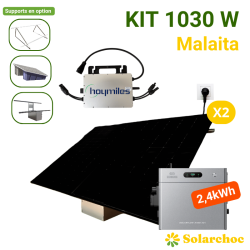 Kit solaire Plug&Play 1030W 2 panneaux DMEGC 515W + 1 micro-onduleur HOYMILES 1000W + 1 Solarflow 2400AC+ Malaita