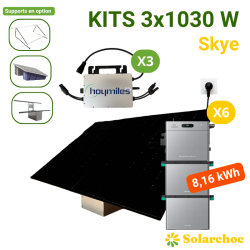 Kits 3x1030W 6 panneaux 515W + 3 micro-onduleurs HOYMILES 1000W + Solarflow2400AC+ + 2 Batteries AB3000L Skye