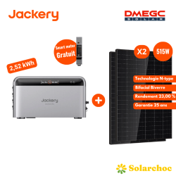 Pack 2,52kWh Batterie Plug and Play JACKERY SolarVault 3 Pro + 2 panneaux DMEGC 515W