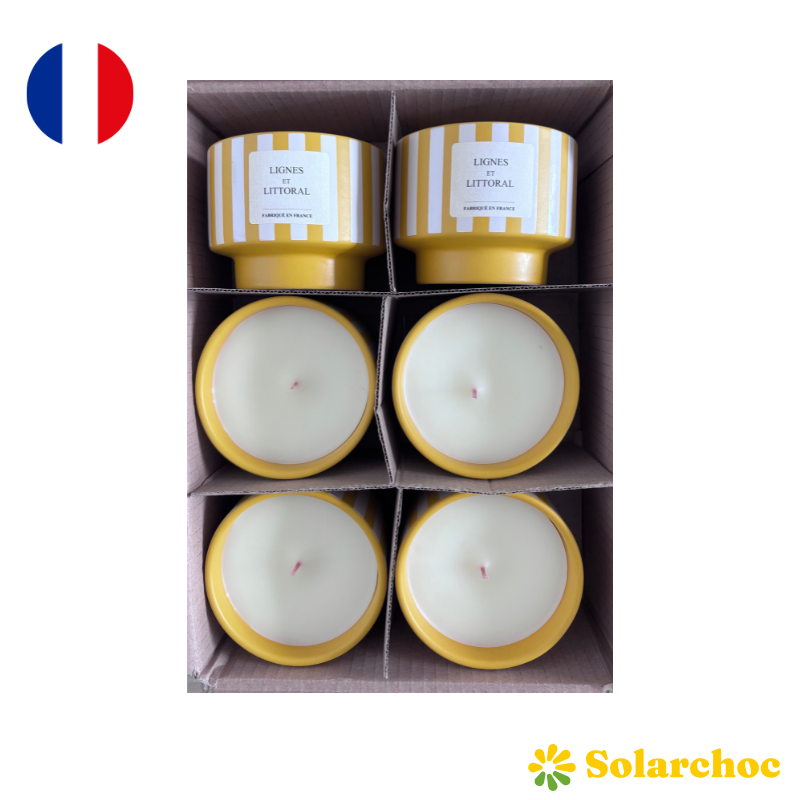 Lot de 6 Bougies jaunes parfumées LIGNES ET LITTORAL