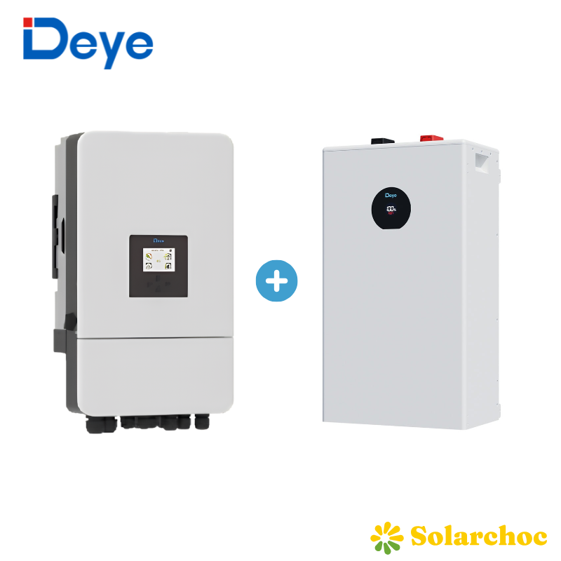 DEYE Pack 16kWh Onduleur hybride 12000W SUN-12K-SG05LP3-EU-SM2 + Batterie solaire SE-F16-C Triphasé