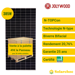 Lot de 36 Panneaux solaires JOLYWOOD 385W Silver Ntype Bifacial JW-HD120N 385W