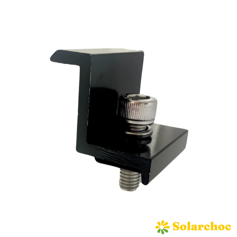 Clame / bride de fin BLACK de rail POWER pour panneaux solaires épaisseur 30mm