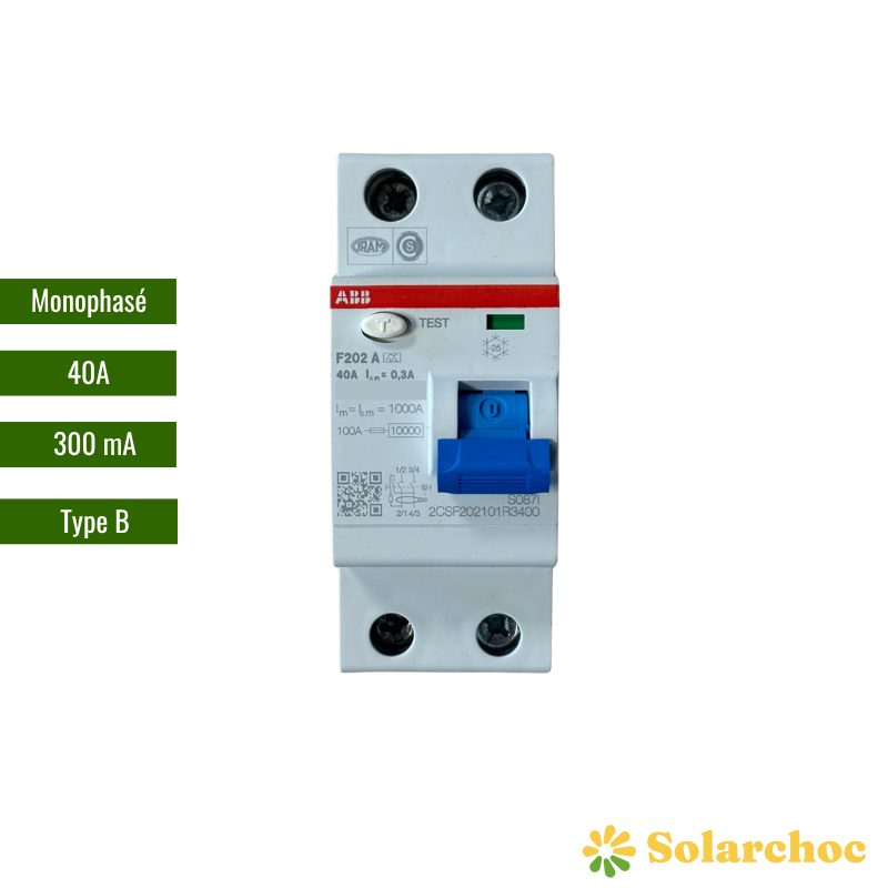 Interrupteur différentiel ABB 2P 40A 300mA Type B