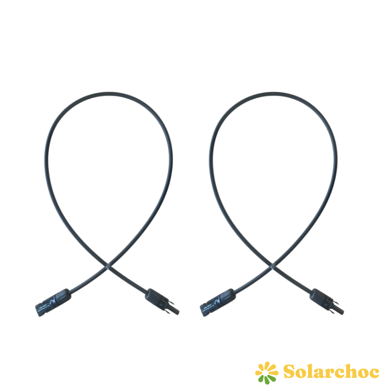 Lot 2 allonges 1m câble solaire photovoltaïque 4mm² noires MC4 montés