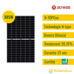 Panneau solaire JOLYWOOD 385W Silver Ntype Bifacial JW-HD120N 385W