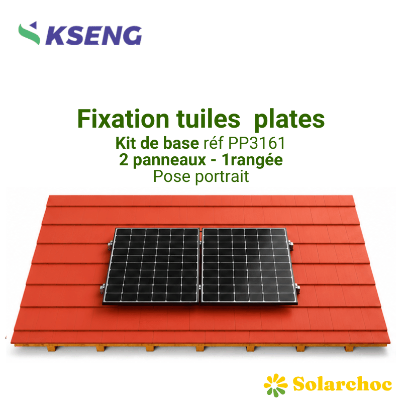 Kit de fixation KSENG 2 premiers panneaux solaires pour toiture tuiles plates pose portrait