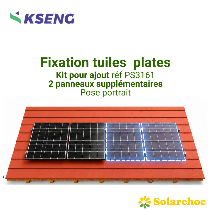 Kit de fixation KSENG 2 panneaux suivants pour toiture tuiles plates pose portrait