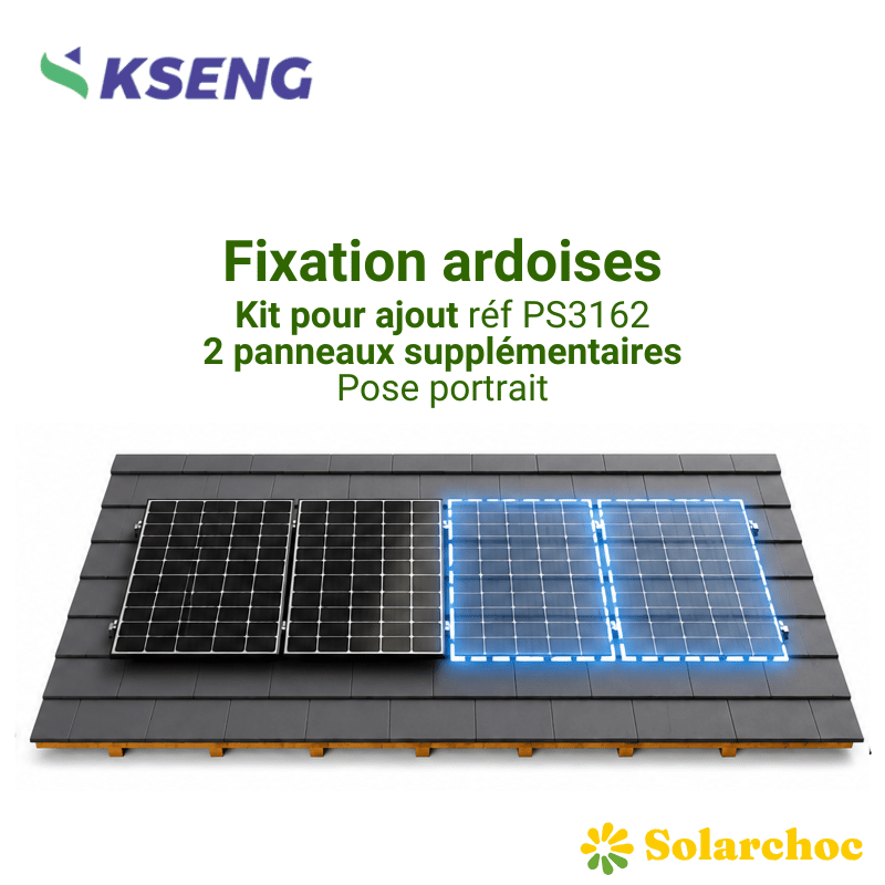 Kit de fixation KSENG 2 panneaux suivants pour toiture ardoise pose portrait