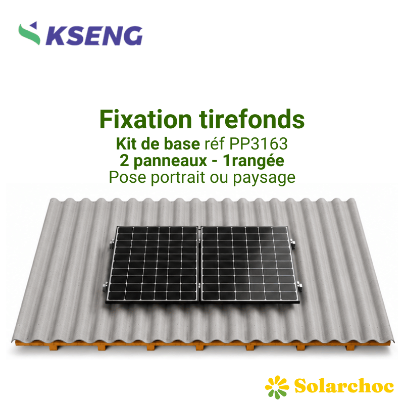 Kit de fixation KSENG 2 premiers panneaux solaires tirefond pose portrait ou paysage