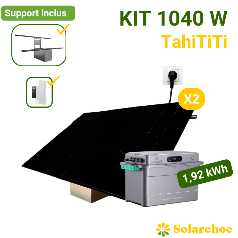 Kit solaire plug and play 1040W 2 panneaux DMEGC 520W + Solarflow 800 plus + Support TahiTITI