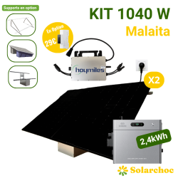 Kit solaire Plug&Play 1040W 2 panneaux DMEGC 520W + 1 micro-onduleur HOYMILES 1000W + 1 Solarflow 2400AC+ Malaita