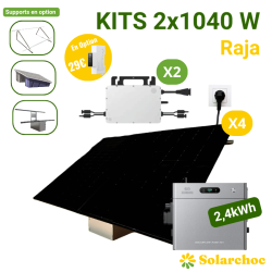 Kits solaires Plug&Play 2x1040W 4 panneaux solaires DMEGC 520W +  2 Micro-onduleurs + Batterie ZENDURE Autoconsommation Raja