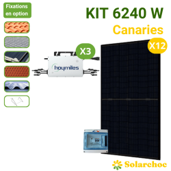 Kit solaire 6240W 12 panneaux DMEGC 520W + 3 micro-onduleurs HOYMILES 2000W Autoconsommation réseau Canaries