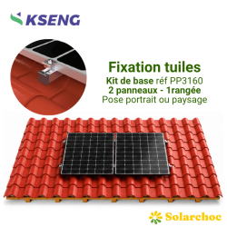 Kit de fixation KSENG 2 premiers panneaux solaires pour toiture tuiles pose portrait ou paysage