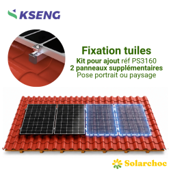 Kit de fixation KSENG 2 panneaux suivants pour toiture tuiles pose portrait ou paysage