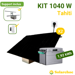 Kit solaire plug and play 1040W 2 panneaux DMEGC 520W + Solarflow 800 plus + Support Tahiti
