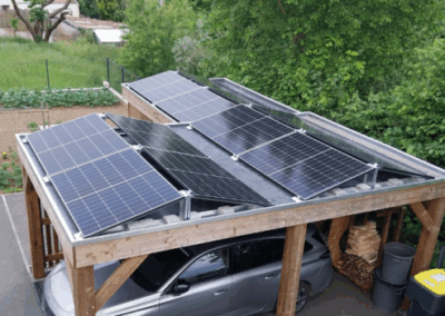 AE Solar 425W sur carport & abri – supports SUN’EO