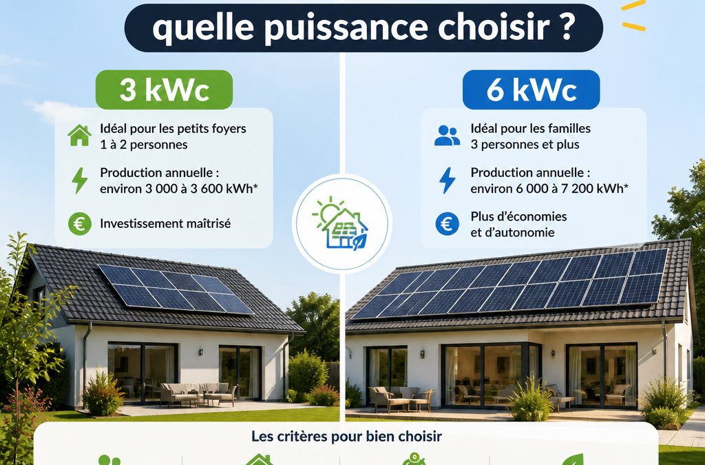 Kit solaire 3 kWc ou 6 kWc : quelle puissance choisir pour sa maison ?